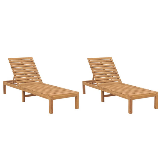 Chaises longues, lot de 2, en teck massif