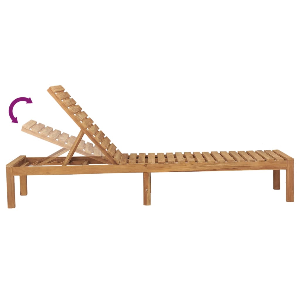 Chaises longues, lot de 2, en teck massif