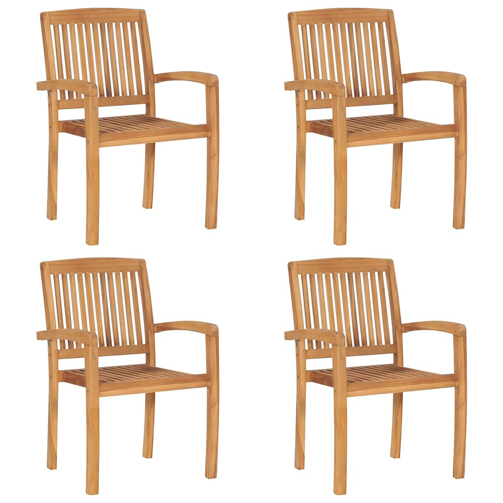 Stapelbare Gartenstühle 4 Stk. Massivholz Teak