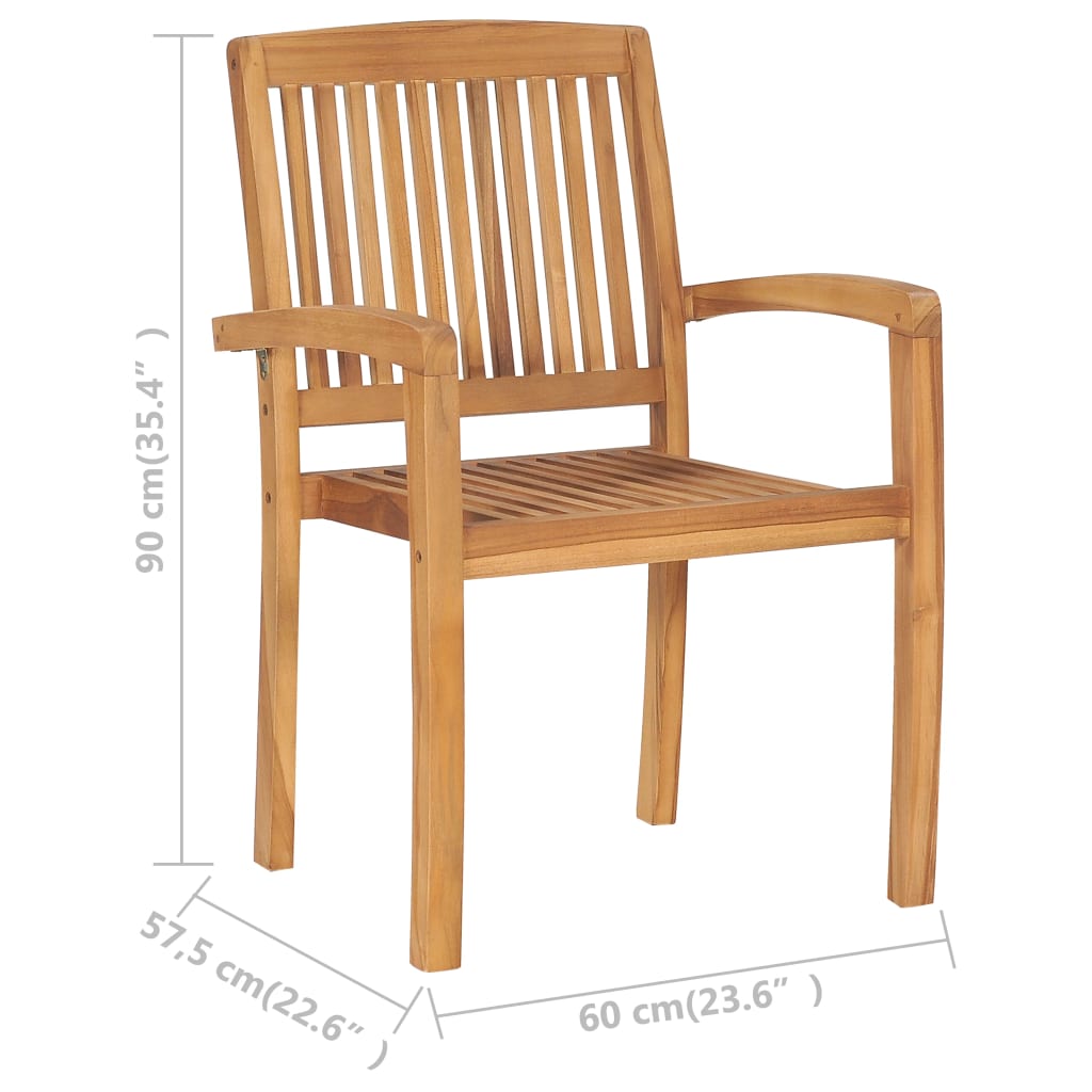 Stapelbare Gartenstühle mit Kissen 8 Stk. Massivholz Teak