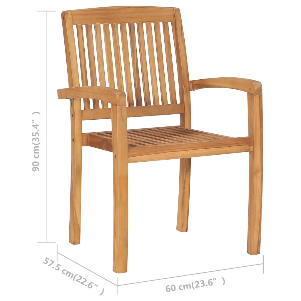 Stapelbare Gartenstühle mit Kissen 4 Stk. Massivholz Teak