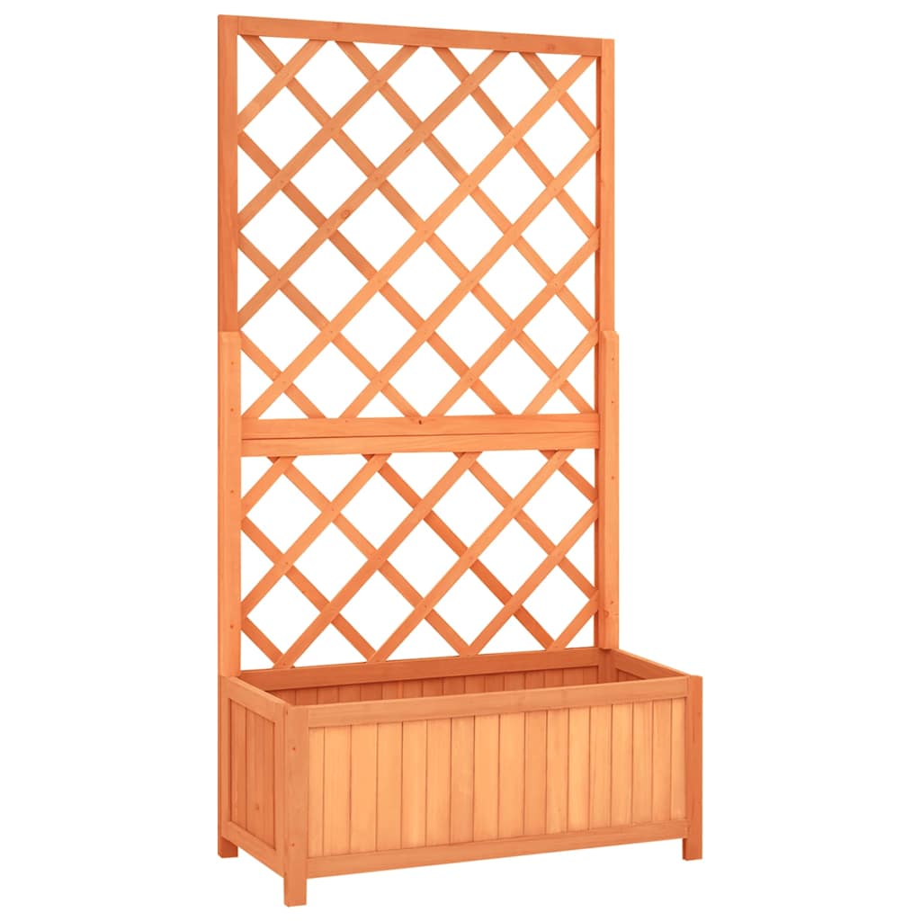 Pflanzkübel mit Spalier Braun 70x30x135 cm Massivholz Tanne