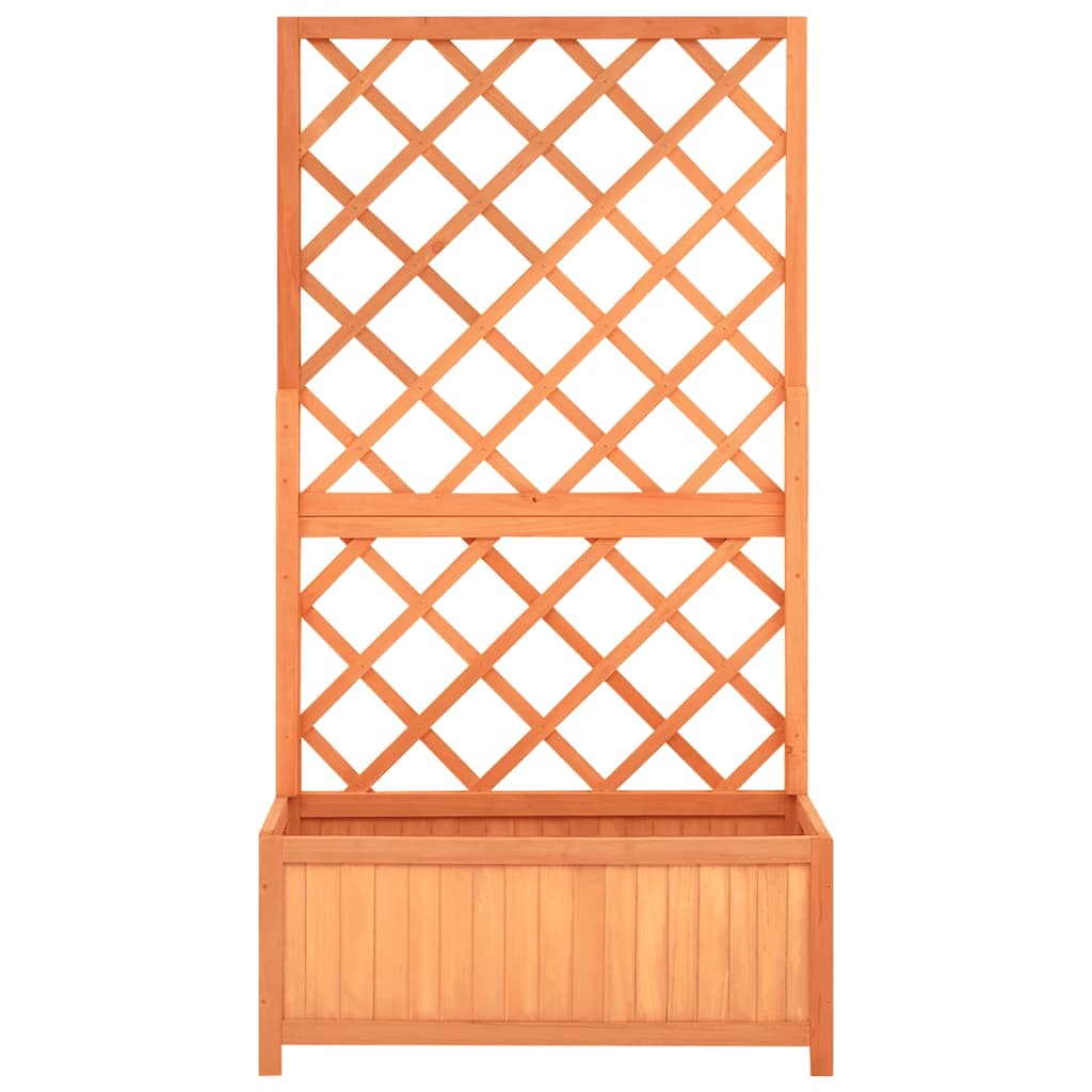 Pflanzkübel mit Spalier Braun 70x30x135 cm Massivholz Tanne