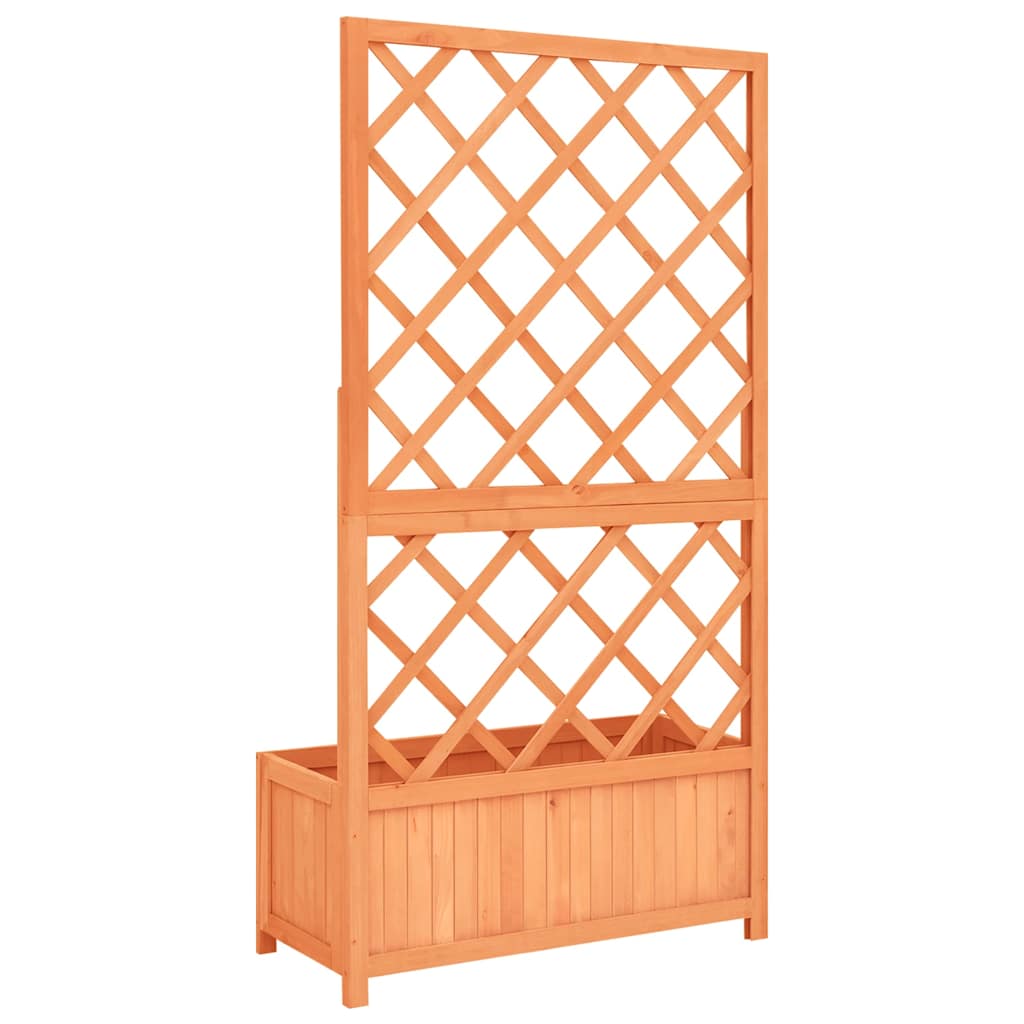 Pflanzkübel mit Spalier Braun 70x30x135 cm Massivholz Tanne