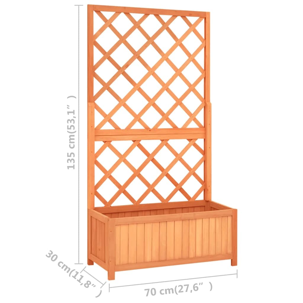 Pflanzkübel mit Spalier Braun 70x30x135 cm Massivholz Tanne