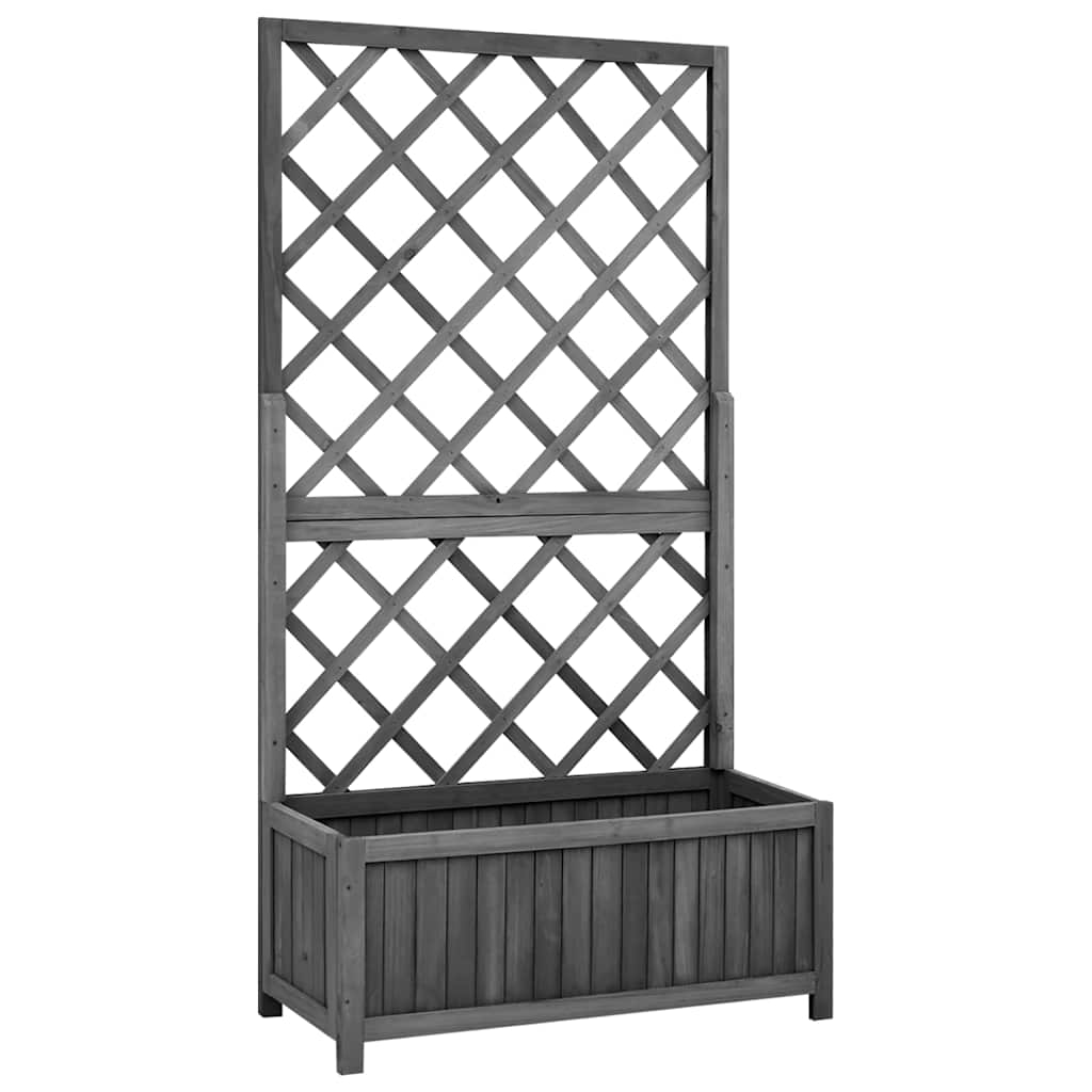 Pflanzkübel mit Spalier Schwarz 70x30x135 cm Massivholz Tanne