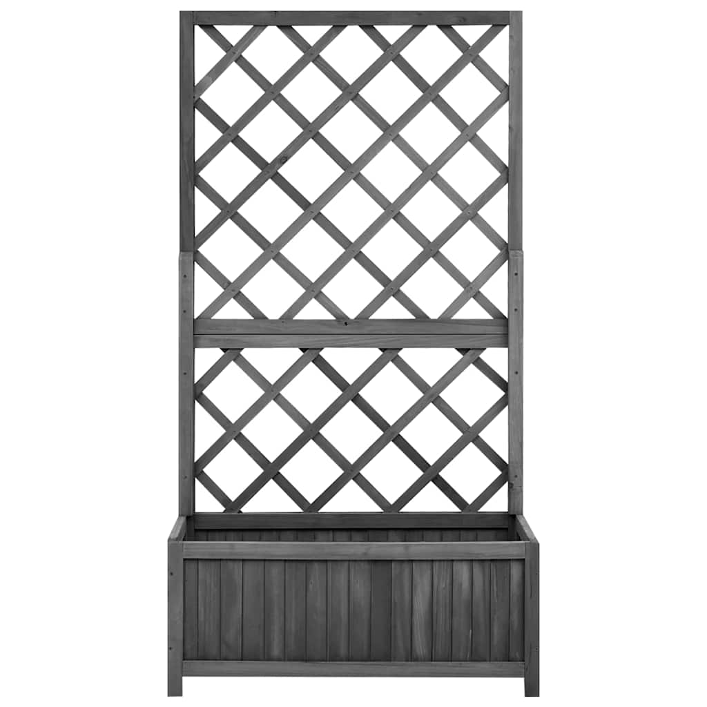 Pflanzkübel mit Spalier Schwarz 70x30x135 cm Massivholz Tanne