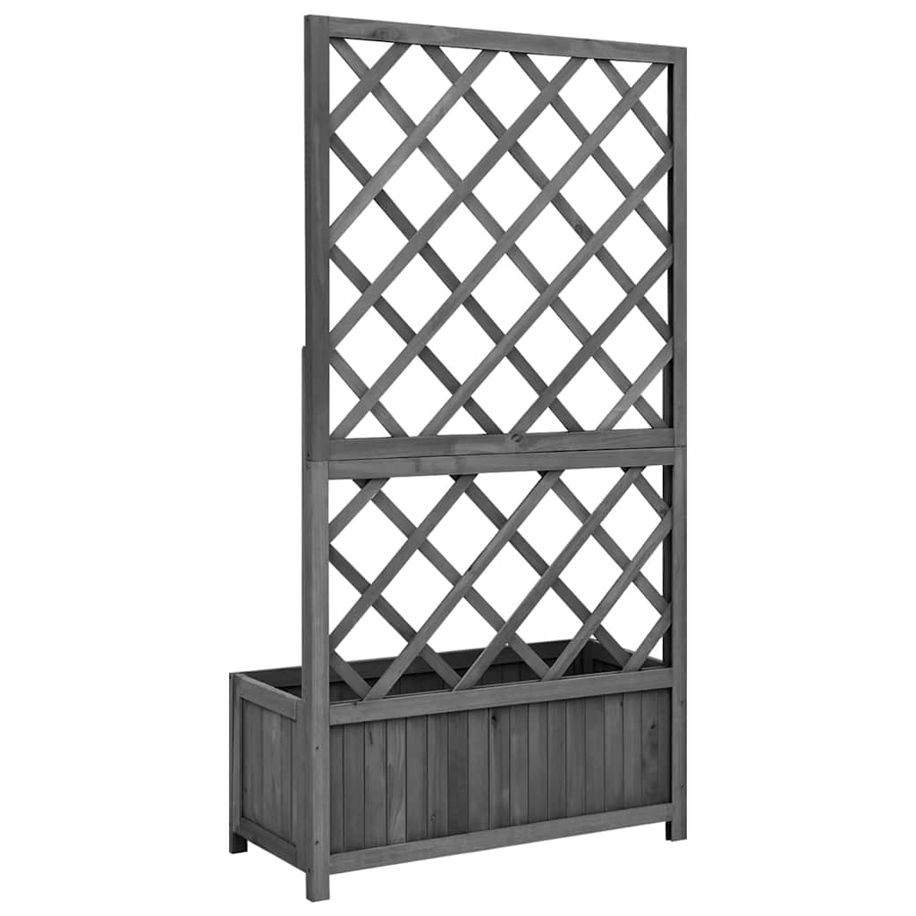 Pflanzkübel mit Spalier Schwarz 70x30x135 cm Massivholz Tanne