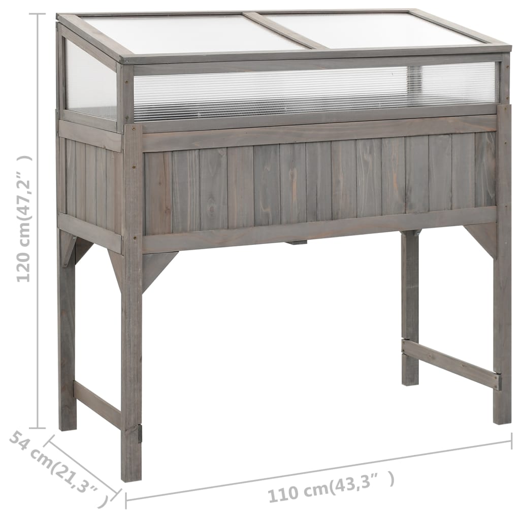 Hochbeet mit Gewächshaus 110x54x120 cm Massivholz Tanne