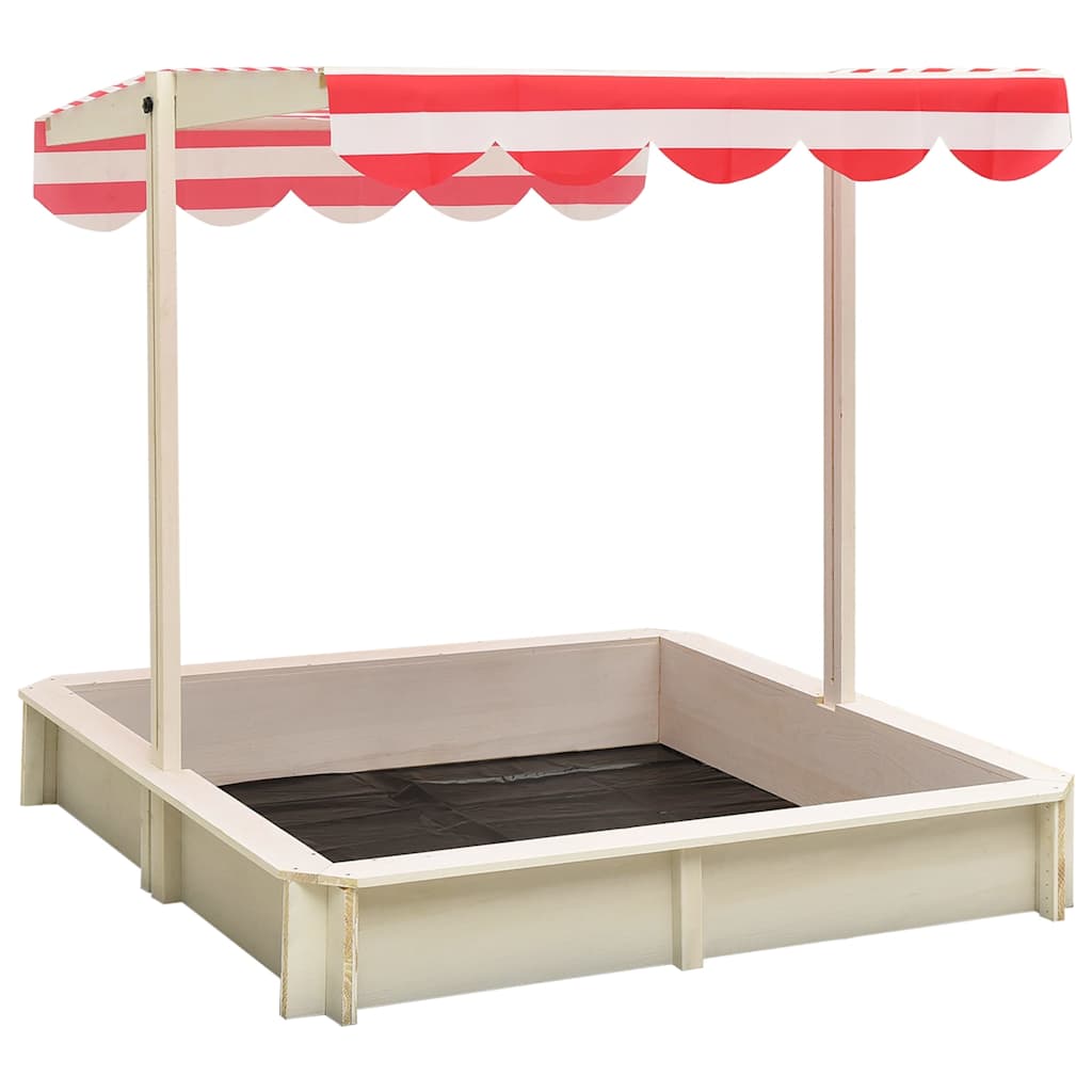 Sandkasten mit Verstellbarem Dach Tannenholz Weiß und Rot UV50