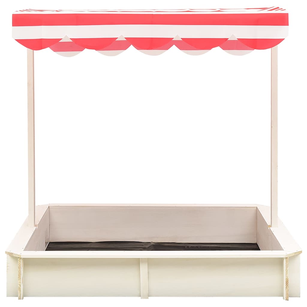 Sandkasten mit Verstellbarem Dach Tannenholz Weiß und Rot UV50