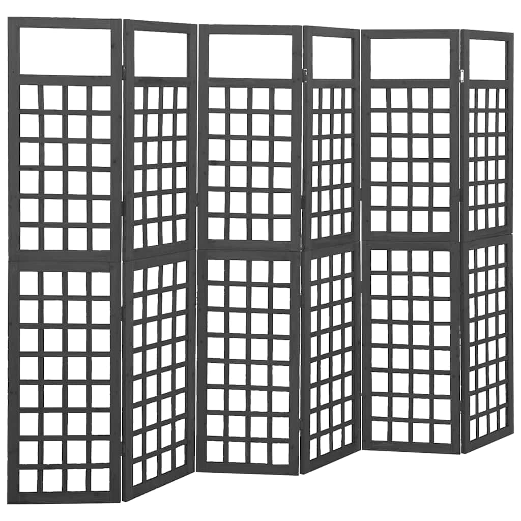 Spalier/Paravent 6-teilig Massivholz Tanne Schwarz 242,5x180 cm