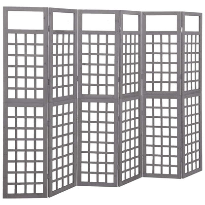 Spalier/Paravent 6-teilig Massivholz Tanne Grau 242,5x180 cm