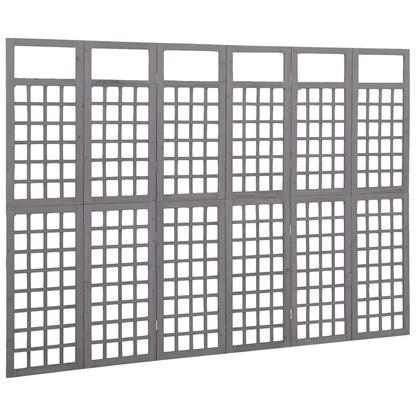 Spalier/Paravent 6-teilig Massivholz Tanne Grau 242,5x180 cm