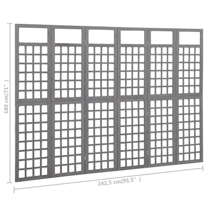 Spalier/Paravent 6-teilig Massivholz Tanne Grau 242,5x180 cm