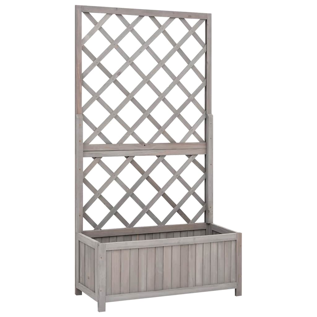 Pflanzkübel mit Spalier Grau 70x30x135 cm Massivholz Tanne