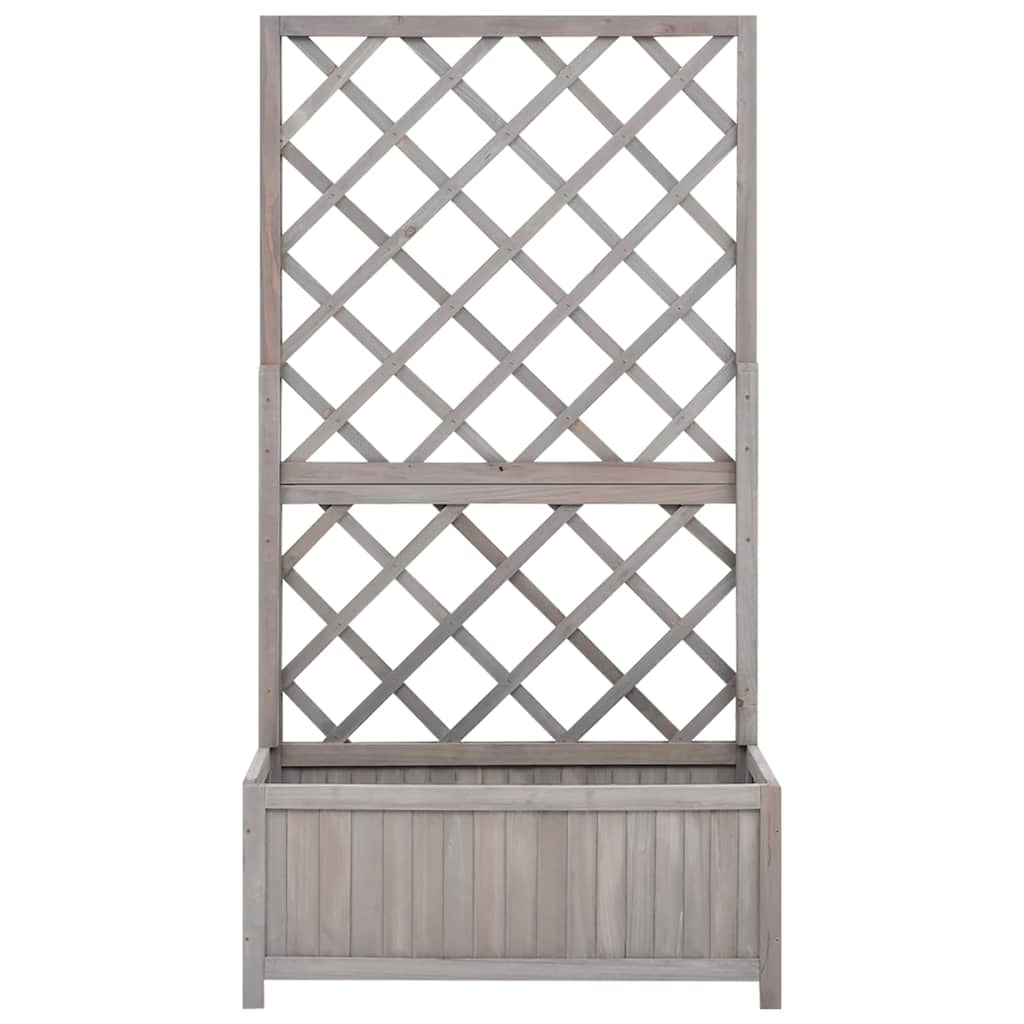 Pflanzkübel mit Spalier Grau 70x30x135 cm Massivholz Tanne