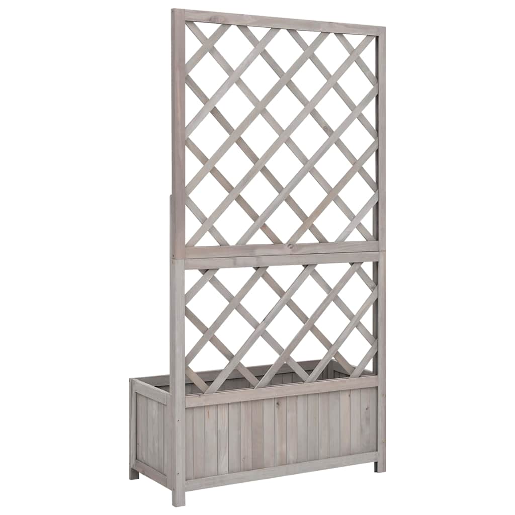 Pflanzkübel mit Spalier Grau 70x30x135 cm Massivholz Tanne