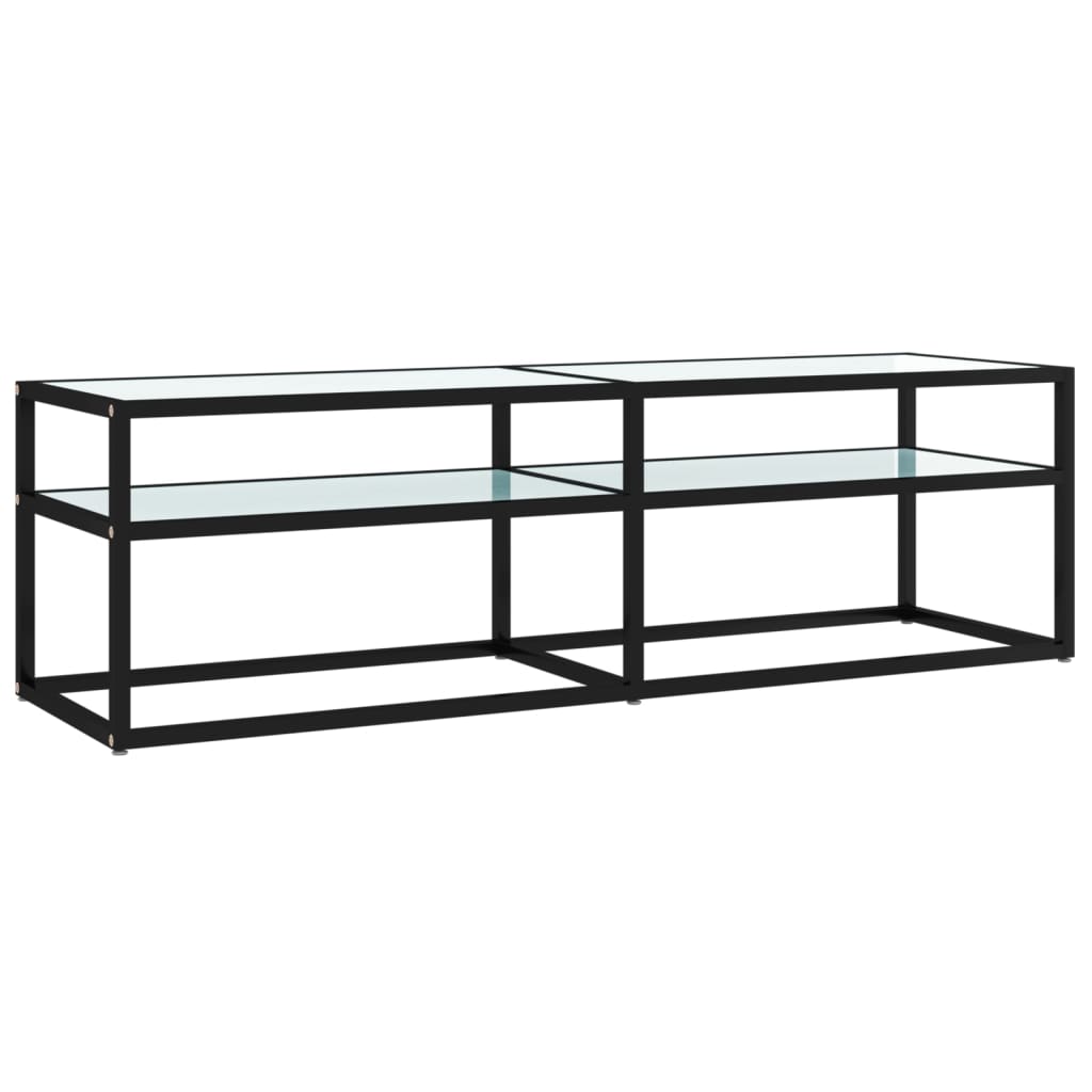 Meuble TV aspect marbre blanc 140x40x40,5 cm verre trempé