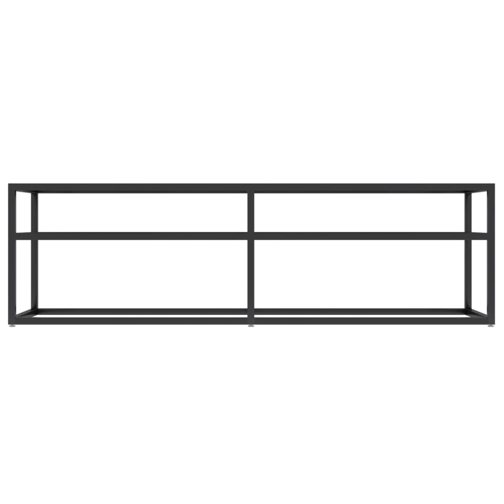 Meuble TV aspect marbre noir 140x40x40,5 cm verre trempé