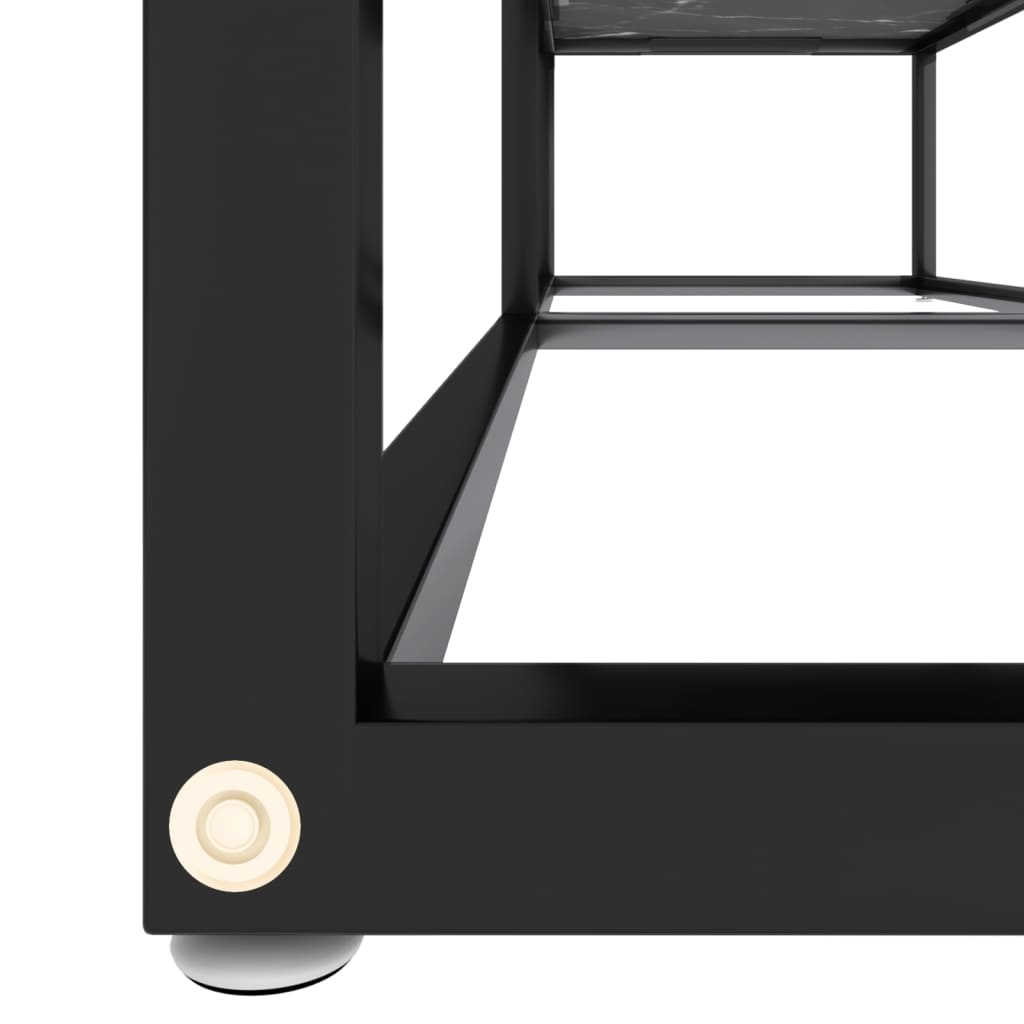 Meuble TV aspect marbre noir 140x40x40,5 cm verre trempé