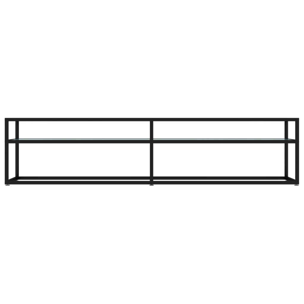 Meuble TV aspect marbre blanc 180x40x40,5 cm verre trempé