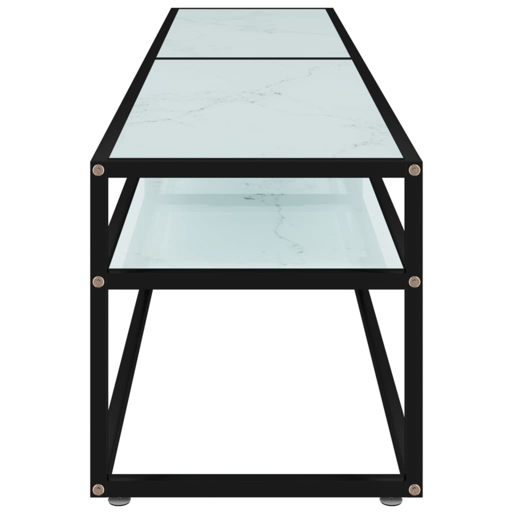 Meuble TV aspect marbre blanc 180x40x40,5 cm verre trempé