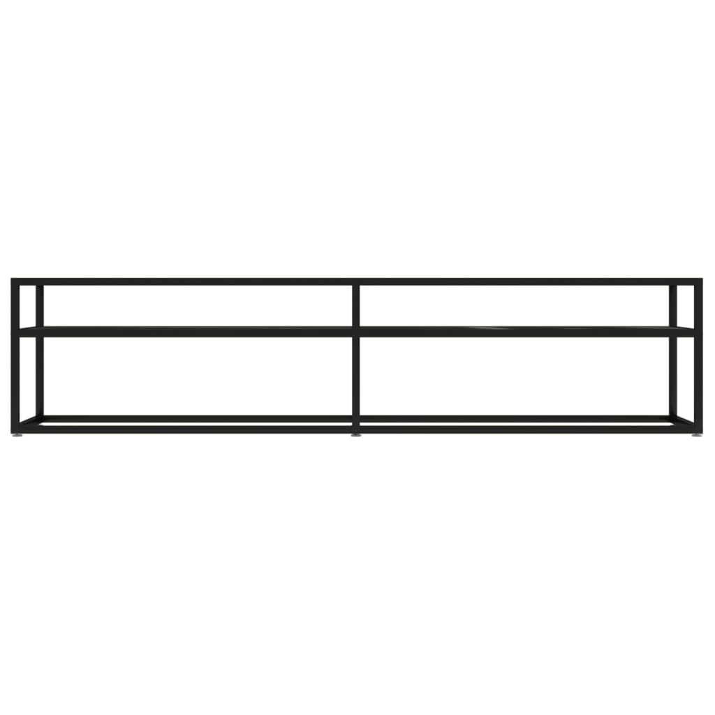 Meuble TV aspect marbre noir 180x40x40,5 cm verre trempé