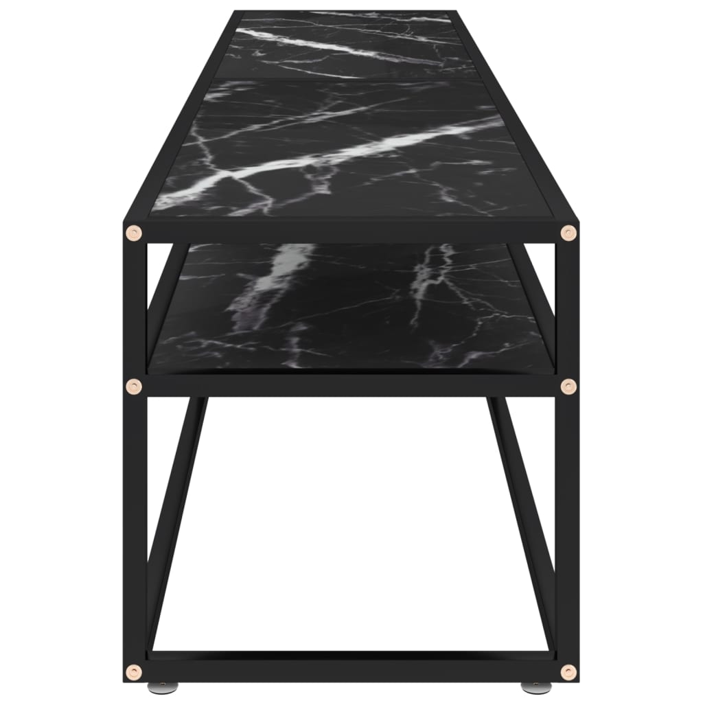 Meuble TV aspect marbre noir 180x40x40,5 cm verre trempé