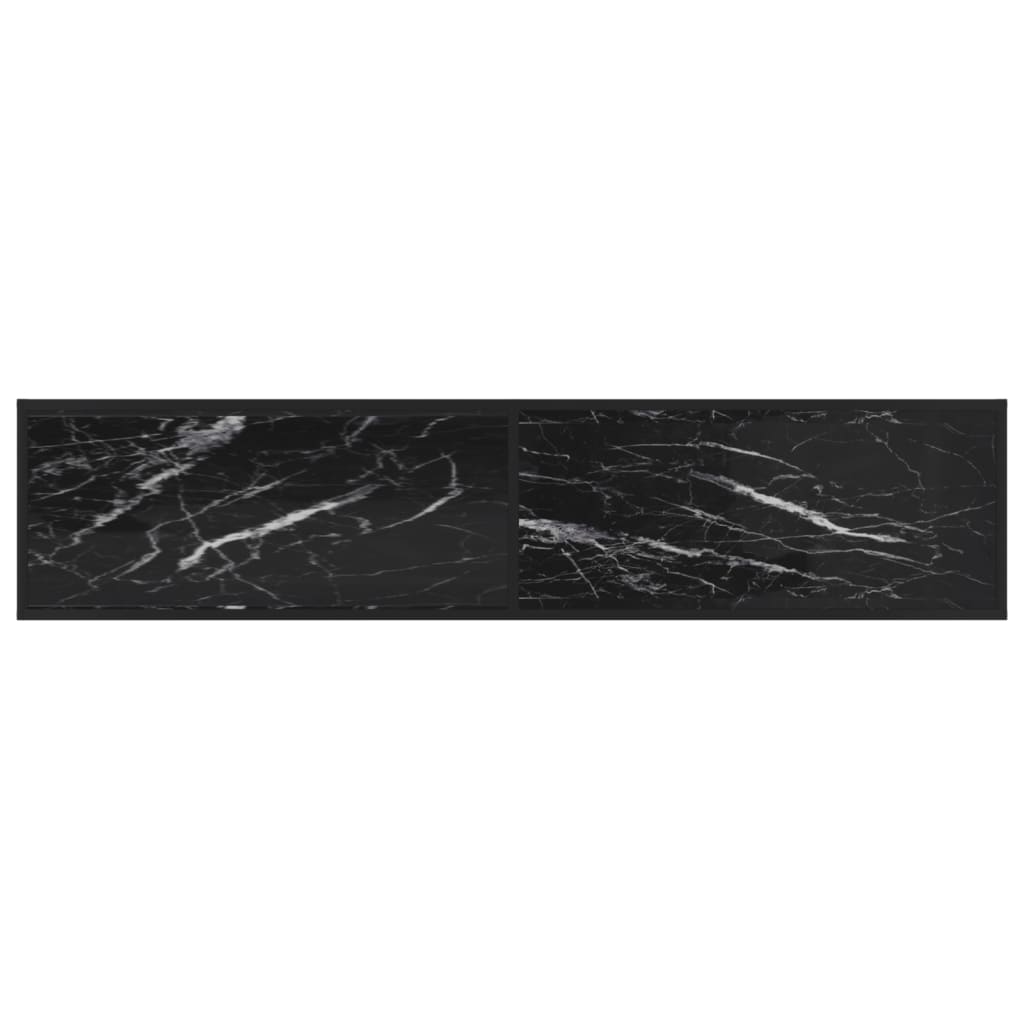 Meuble TV aspect marbre noir 180x40x40,5 cm verre trempé