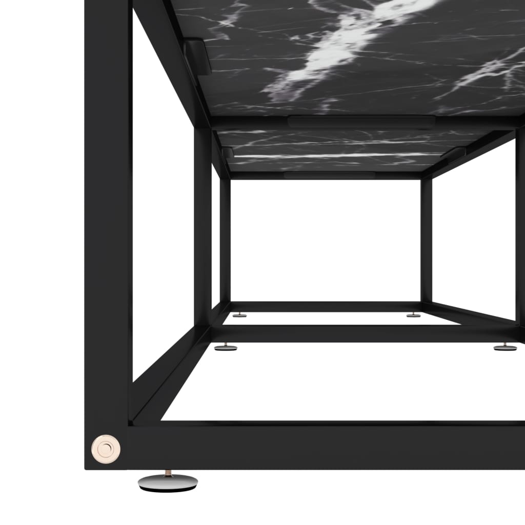 Meuble TV aspect marbre noir 180x40x40,5 cm verre trempé