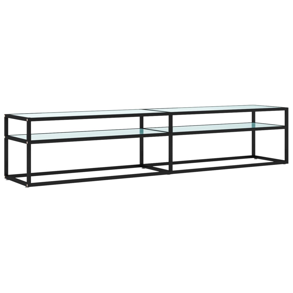 Meuble TV aspect marbre blanc 200x40x40,5 cm verre trempé