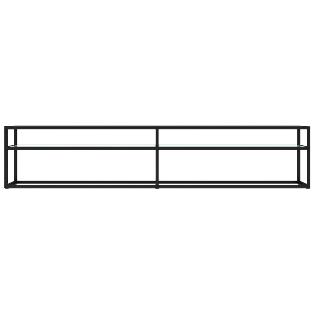 Meuble TV aspect marbre blanc 200x40x40,5 cm verre trempé