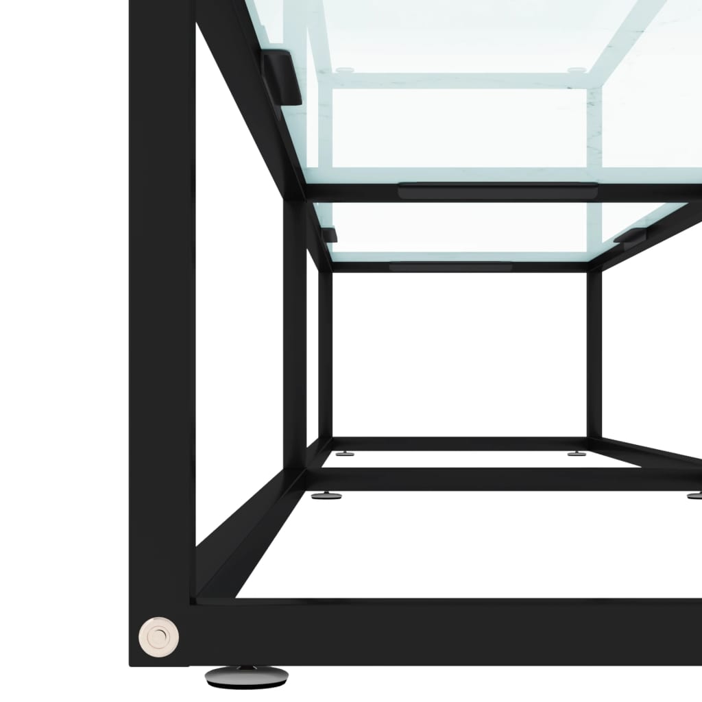 Meuble TV aspect marbre blanc 200x40x40,5 cm verre trempé