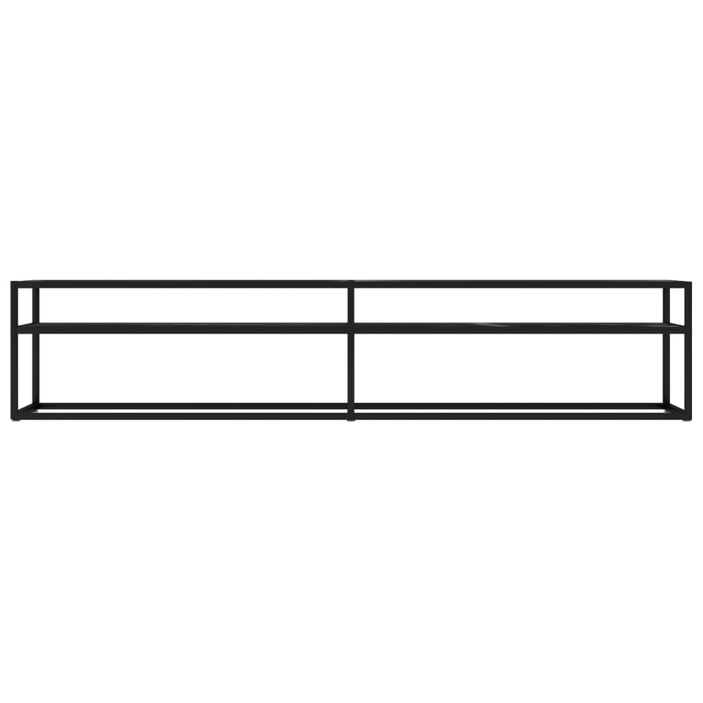 Meuble TV aspect marbre noir 200x40x40,5 cm verre trempé