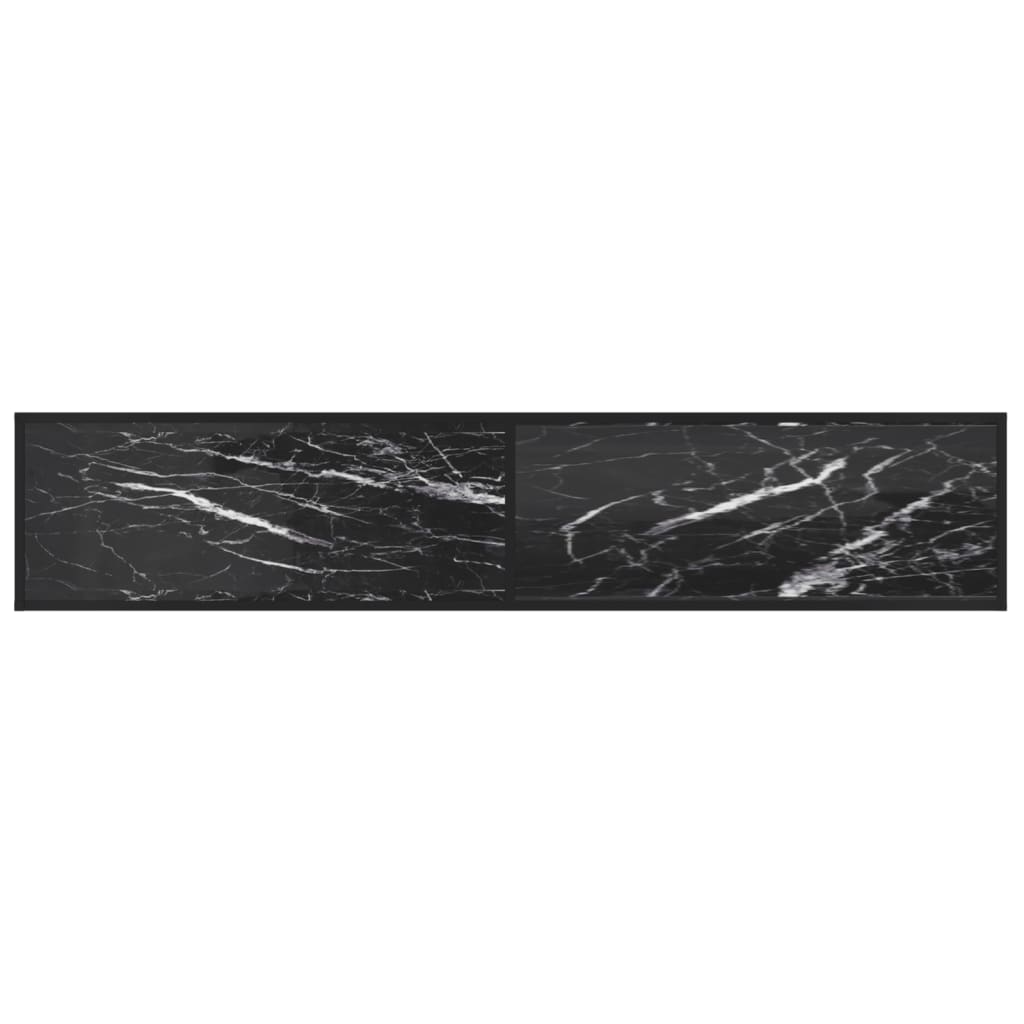 Meuble TV aspect marbre noir 200x40x40,5 cm verre trempé