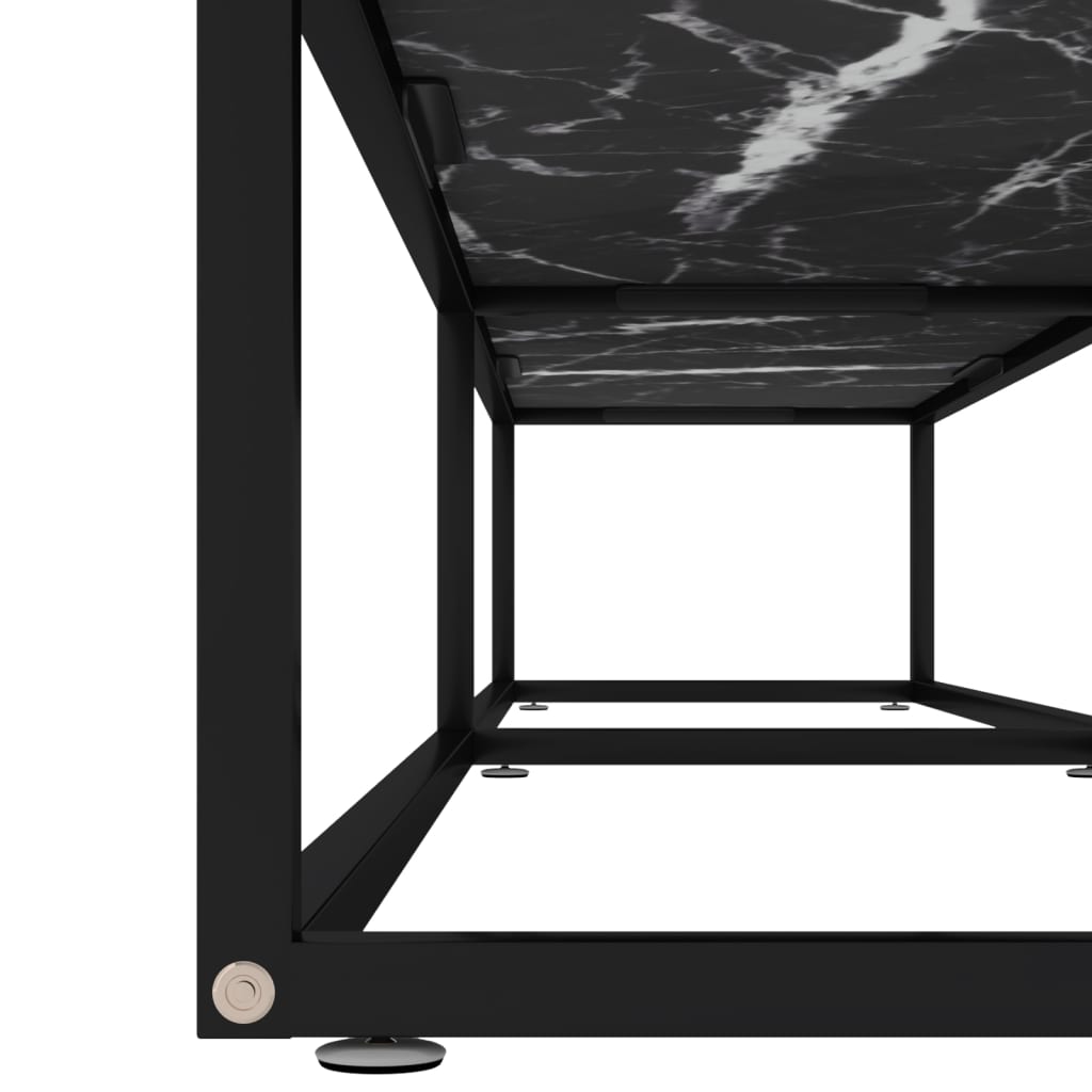Meuble TV aspect marbre noir 200x40x40,5 cm verre trempé