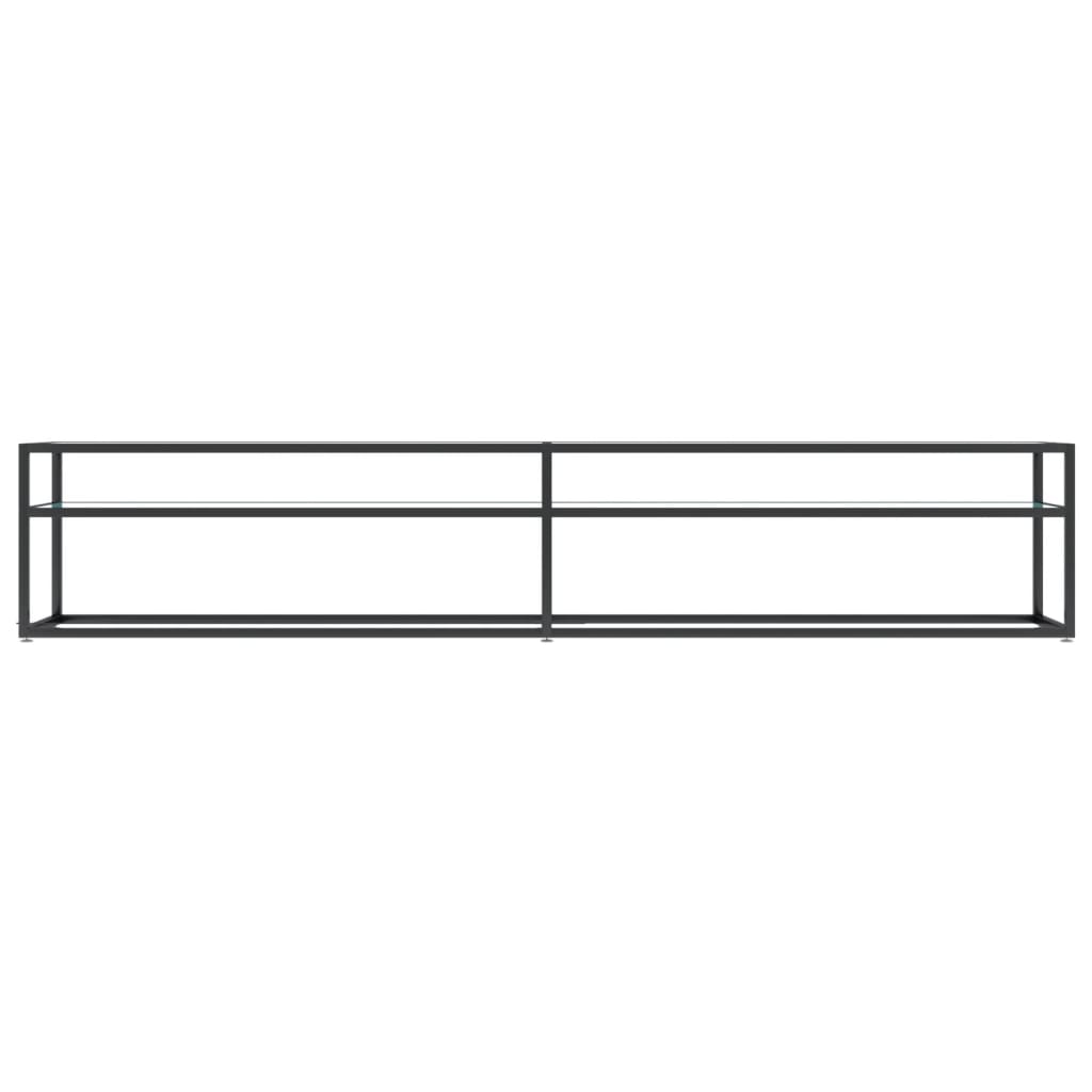 Meuble TV aspect marbre blanc 220x40x40,5 cm verre trempé