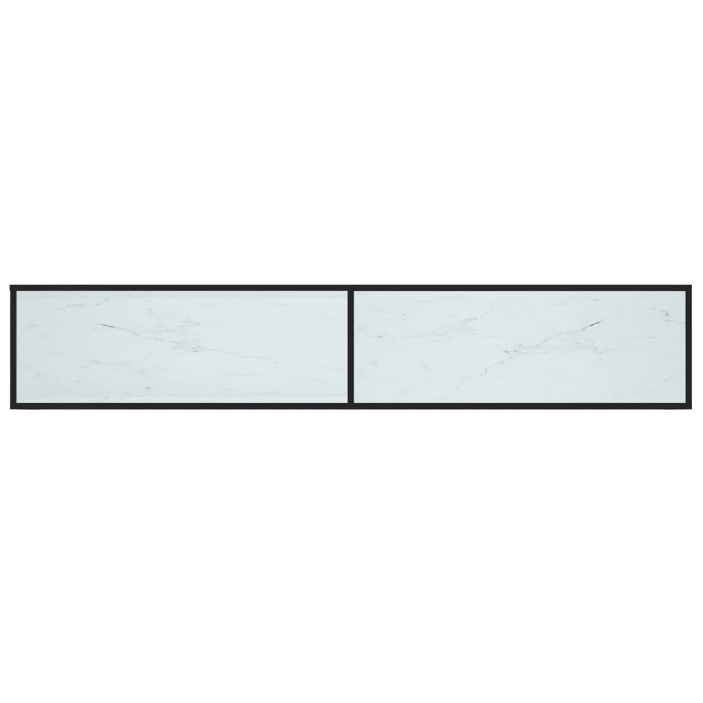 Meuble TV aspect marbre blanc 220x40x40,5 cm verre trempé