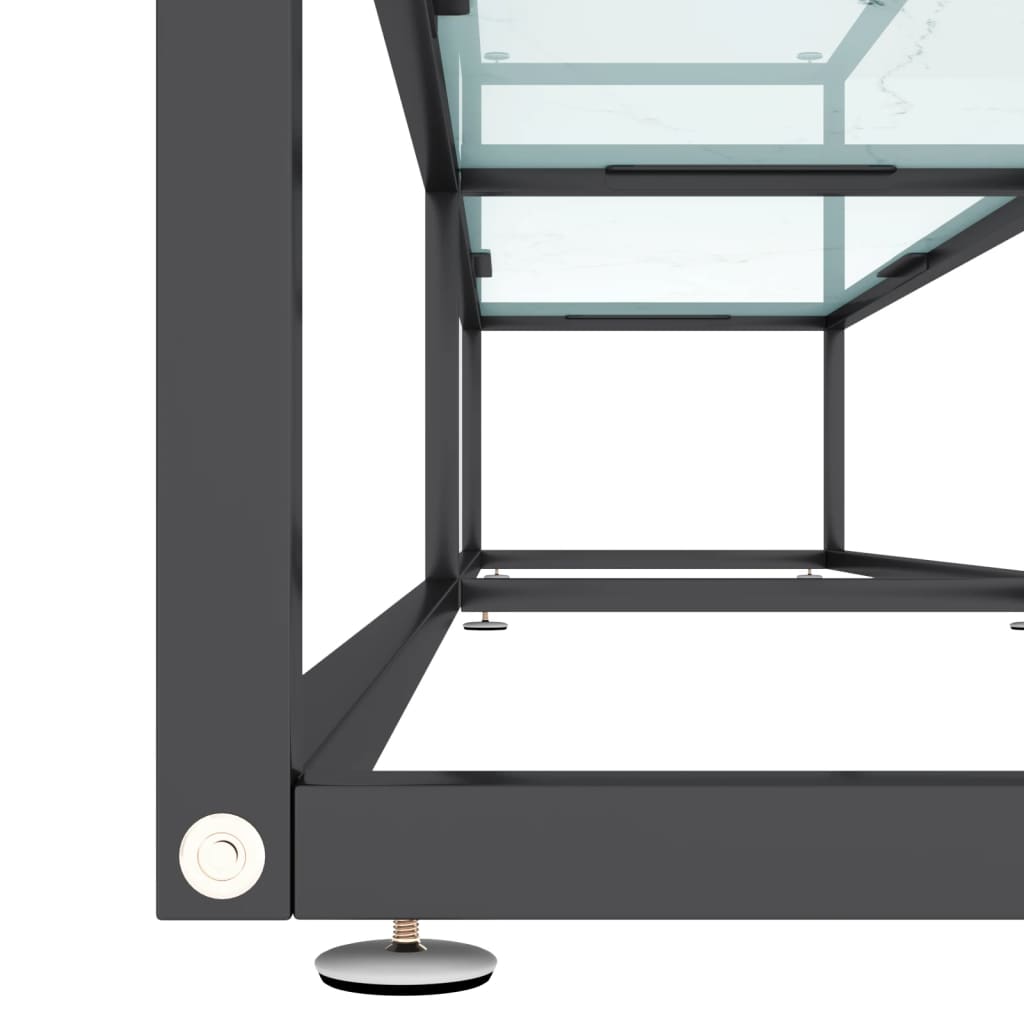 Meuble TV aspect marbre blanc 220x40x40,5 cm verre trempé