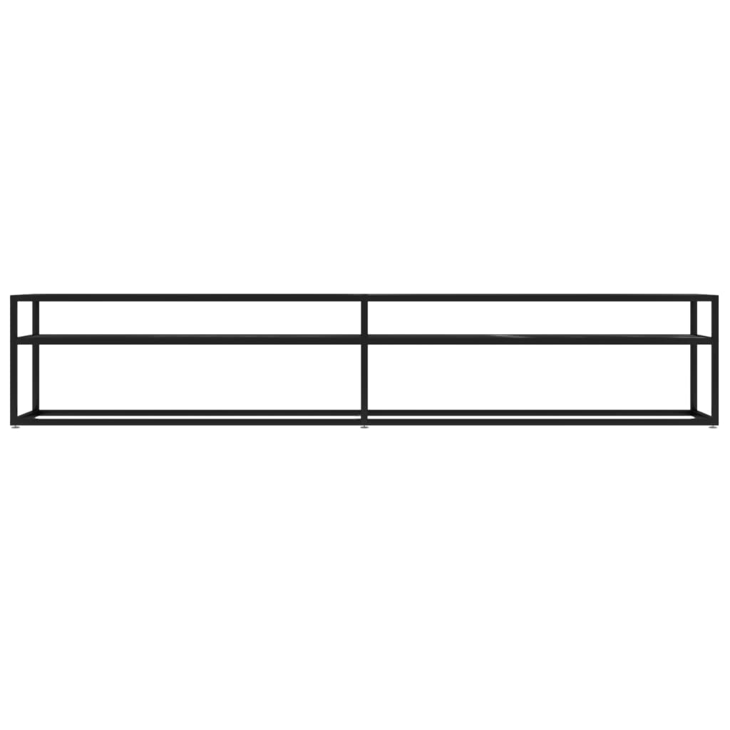 Meuble TV aspect marbre noir 220x40x40,5 cm verre trempé
