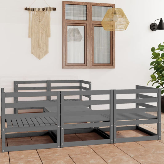 6-piece garden lounge set, grey, solid pine wood