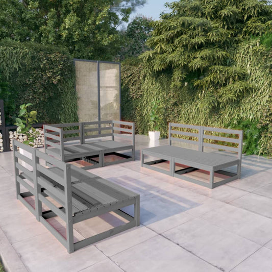 6-piece garden lounge set, grey, solid pine wood