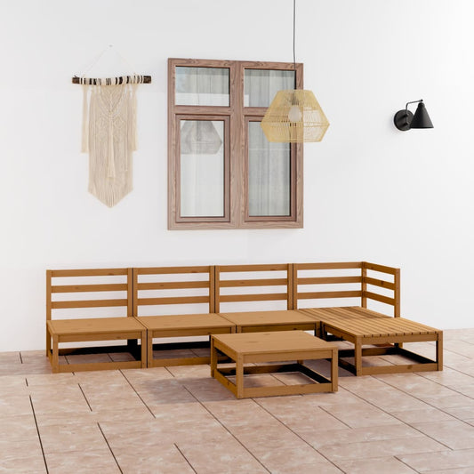 6-tlg. Garten-Lounge-Set Honigbraun Massivholz Kiefer