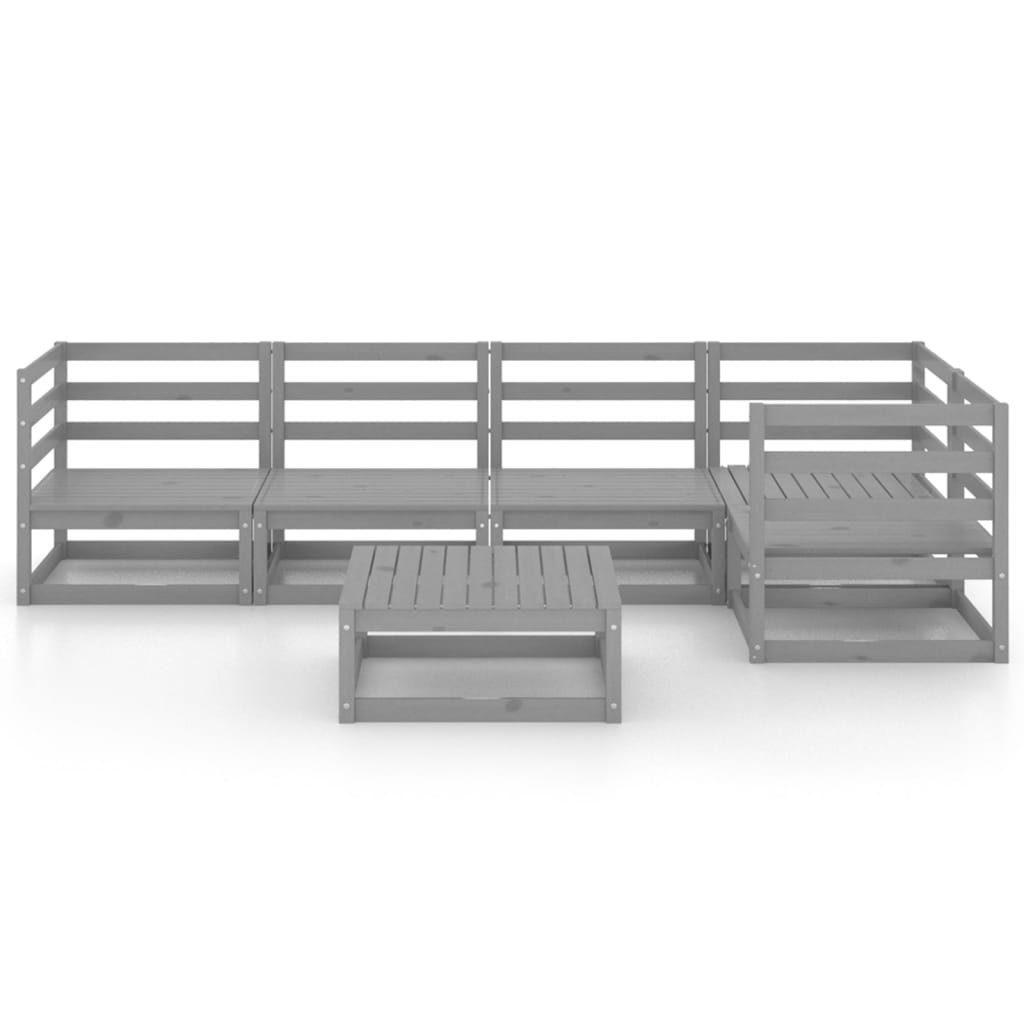 6-piece garden lounge set, grey, solid pine wood