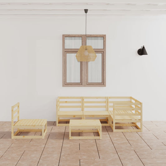 6-tlg. Garten-Lounge-Set Massivholz Kiefer