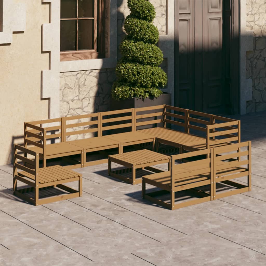 10-piece garden lounge set, honey brown, solid pine wood