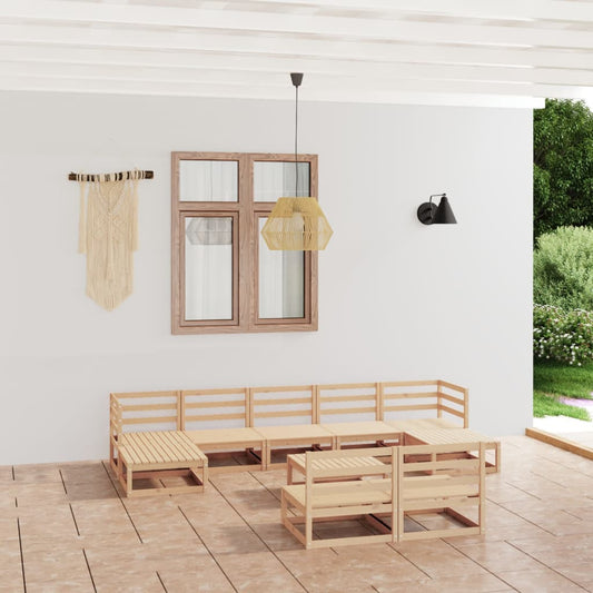 10-tlg. Garten-Lounge-Set Massivholz Kiefer