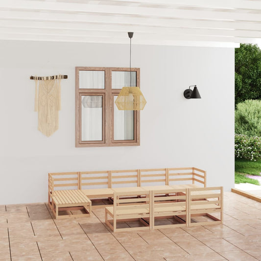 10-tlg. Garten-Lounge-Set Massivholz Kiefer