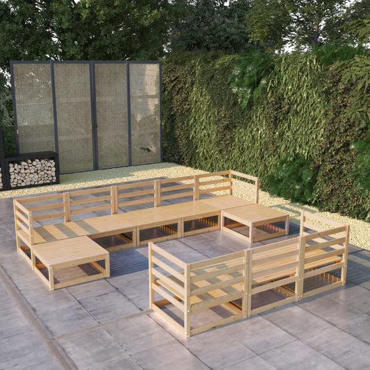 10-tlg. Garten-Lounge-Set Massivholz Kiefer